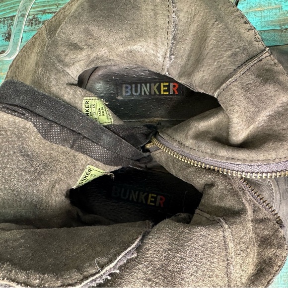 Bunker Grey Distressed Side Zip Mixed Media Steampunk Ankle Boots Size 6.5 - Picture 10 of 15